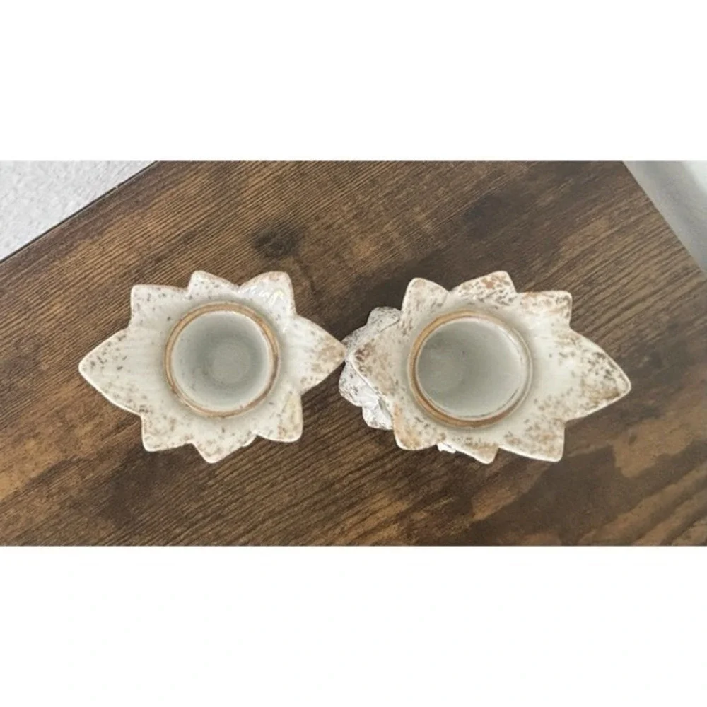 PAIR 2-PC Vintage Lefton China #285 Hand Painted 3D‎ Floral Candle Stick Holders